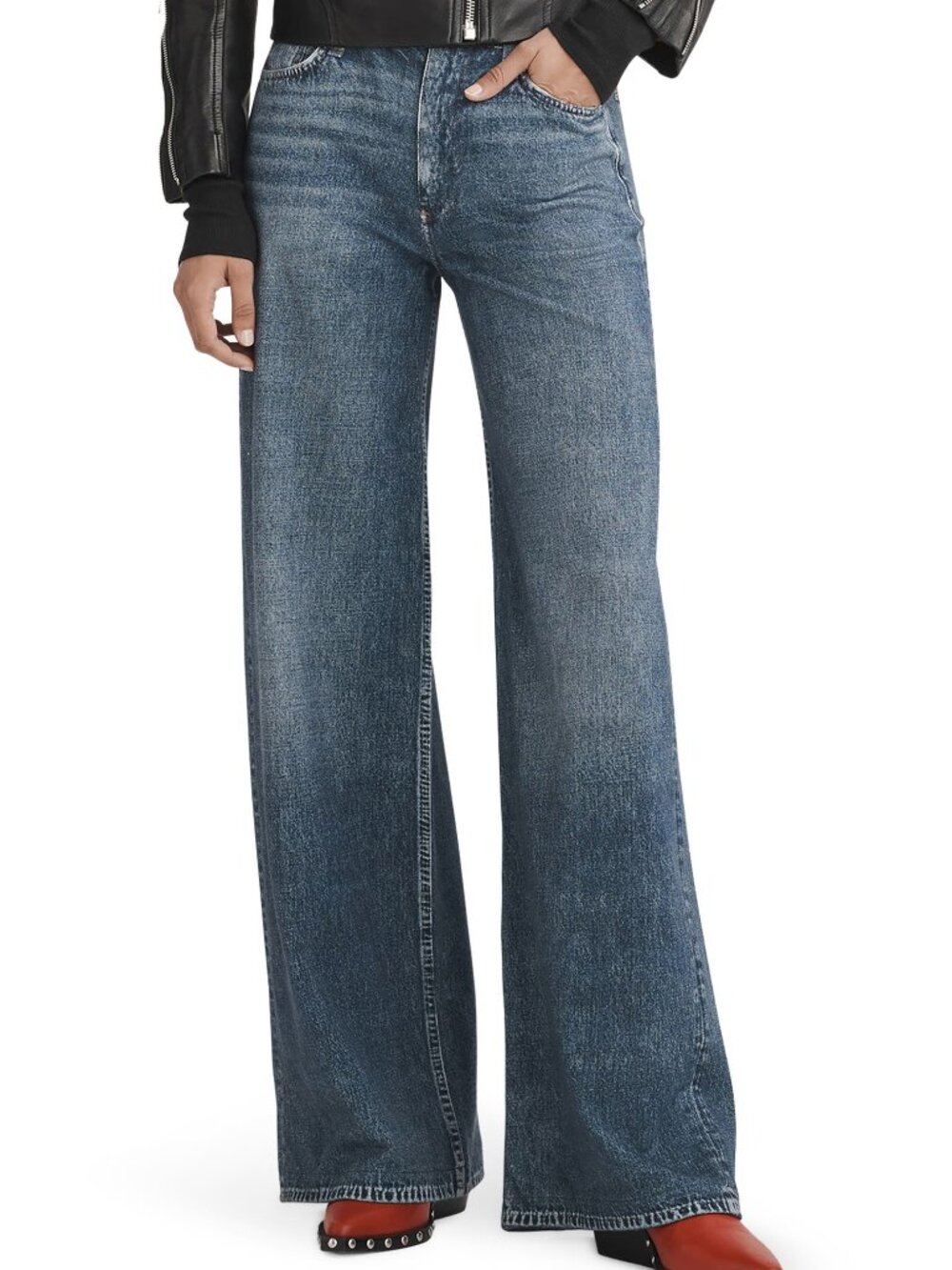 rag & bone Miramar Sofie High Waist Cotton Terry Sweatpant Jeans Size 29 Petit
